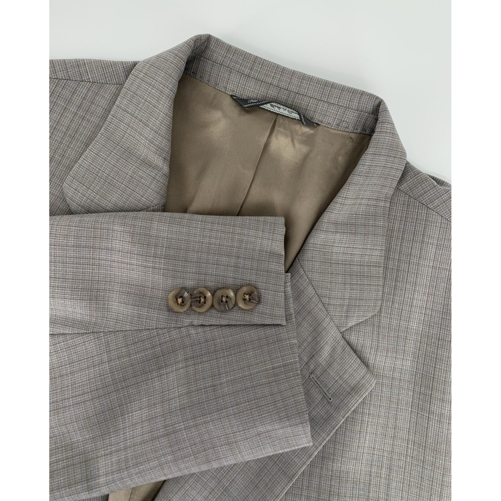 Jack‎ Victor Blazer Mens 50R Beige Tan Blue Plaid Wool Sport Coat Jacket